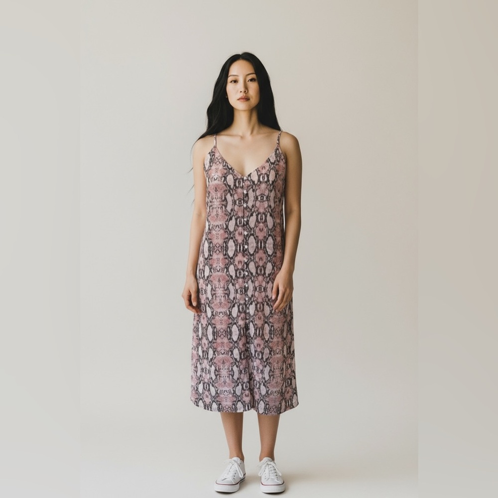 One Clothing Los Angeles chic Y2K snake print pink spaghetti strap dress small